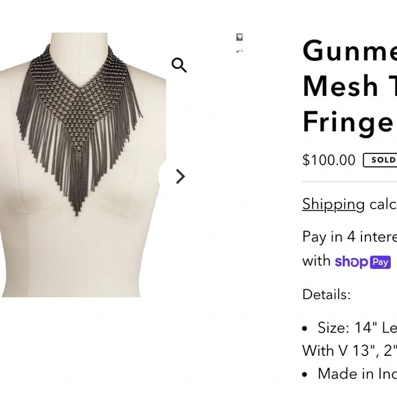 New Maximalist Chainmail Style Fringe Bib Statement Necklace - Picture 14 of 16